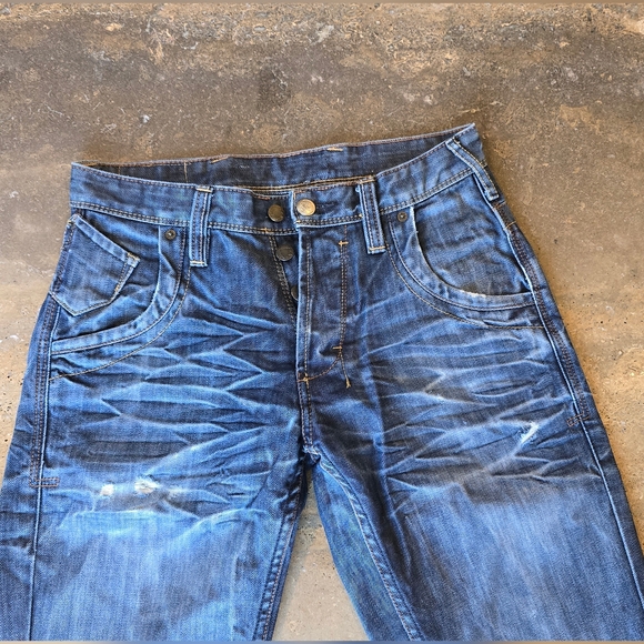 Coyote Jeans Mens 30x34 straight fit honey comb salvage Japanese denim indigo - Picture 6 of 9